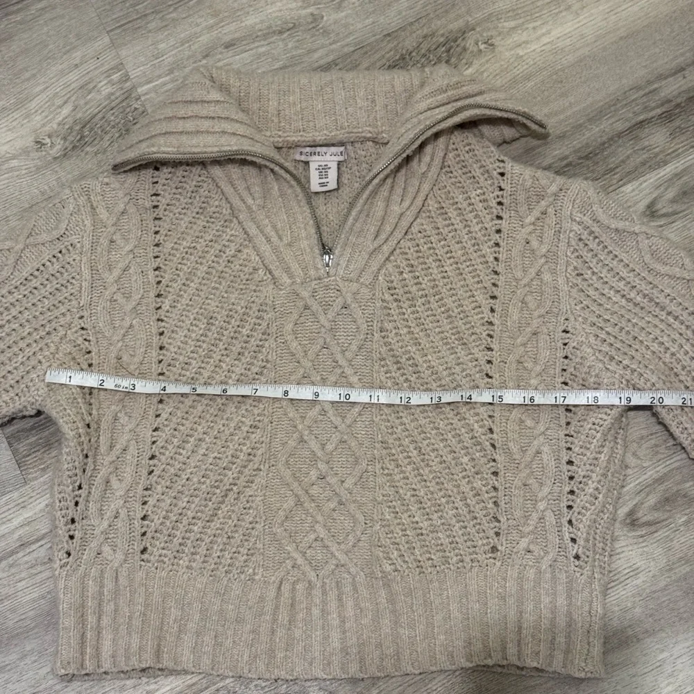 NEW Sincerely Jules Cable Knit Beige Cropped Sweater - Size XS - NEW $168 - Picture 6 of 6